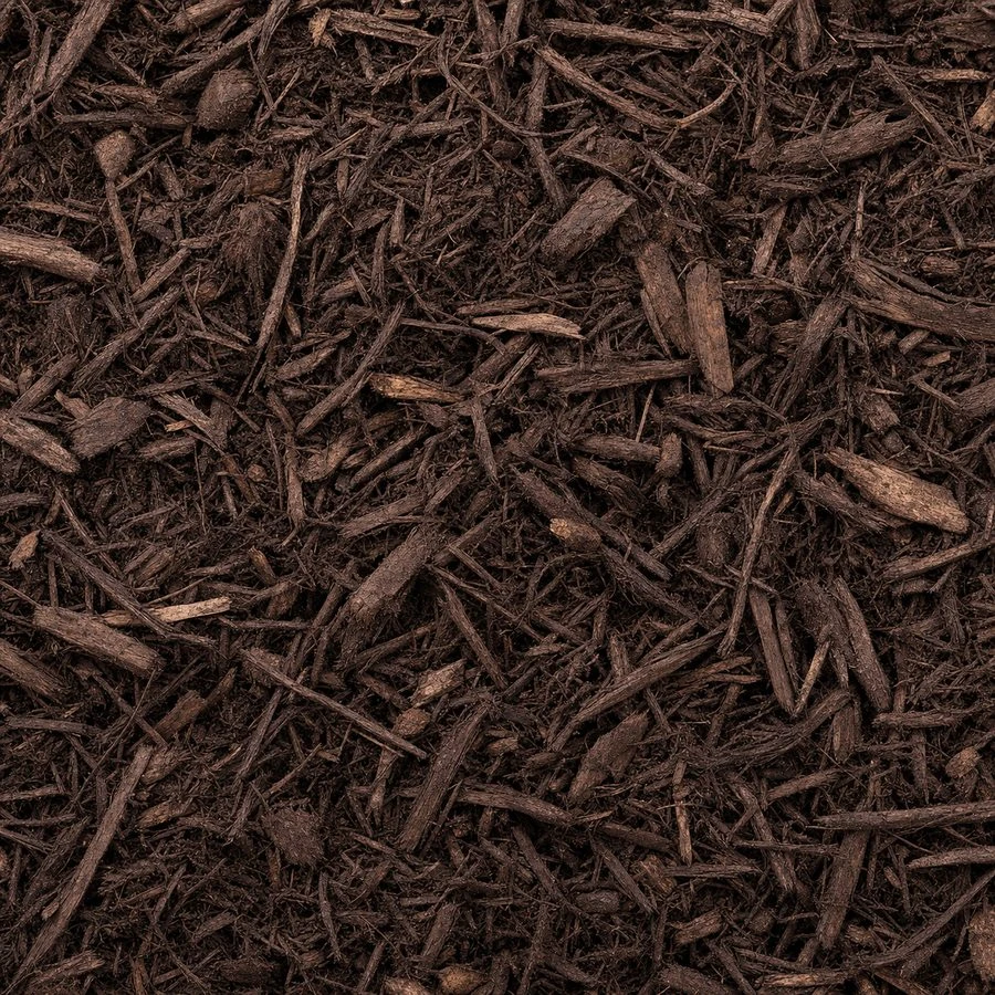 Close-up of triple-shredded hardwood mulch